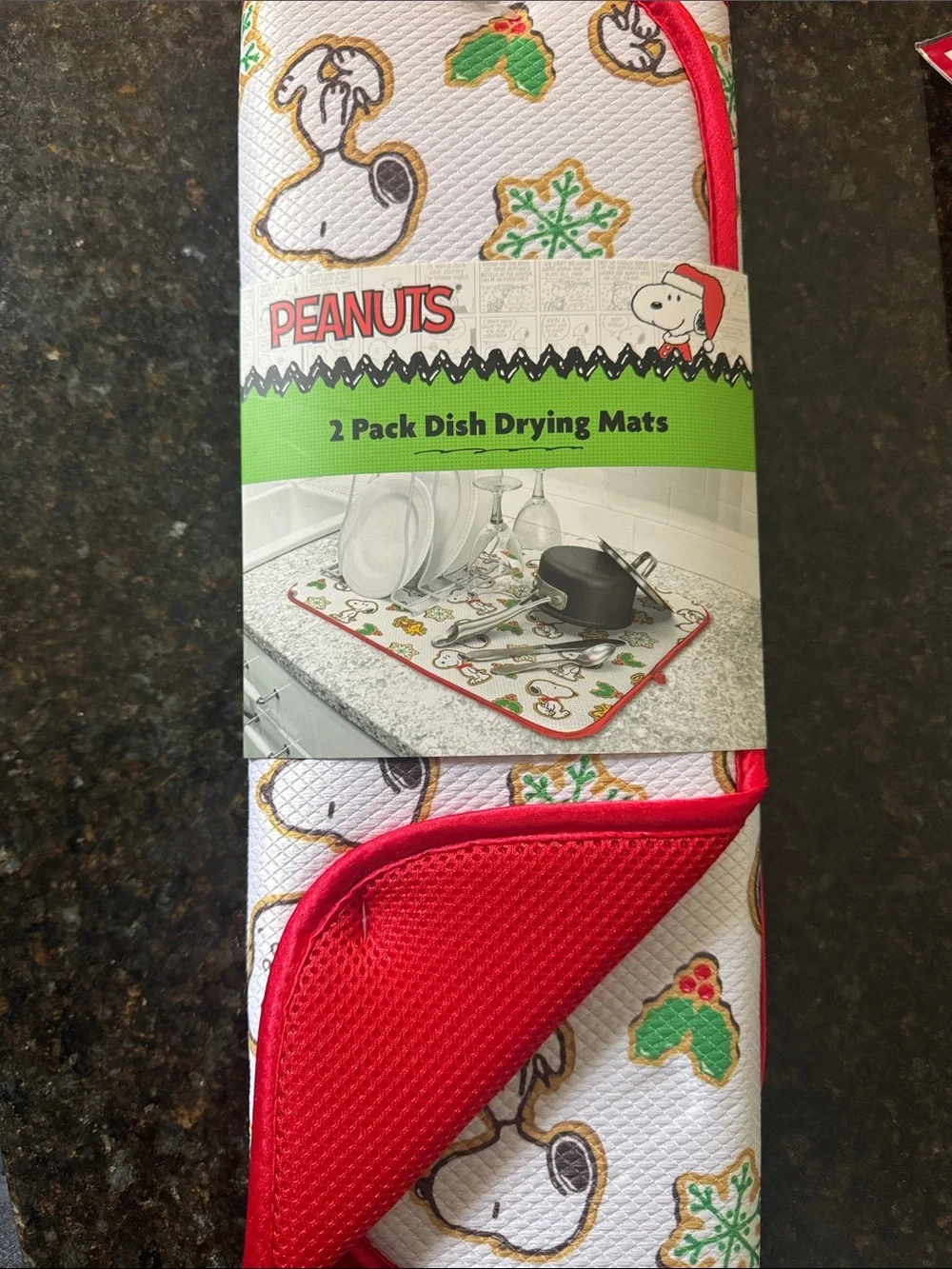 Peanuts Snoopy Dish Drying Mats – White, Red, Green